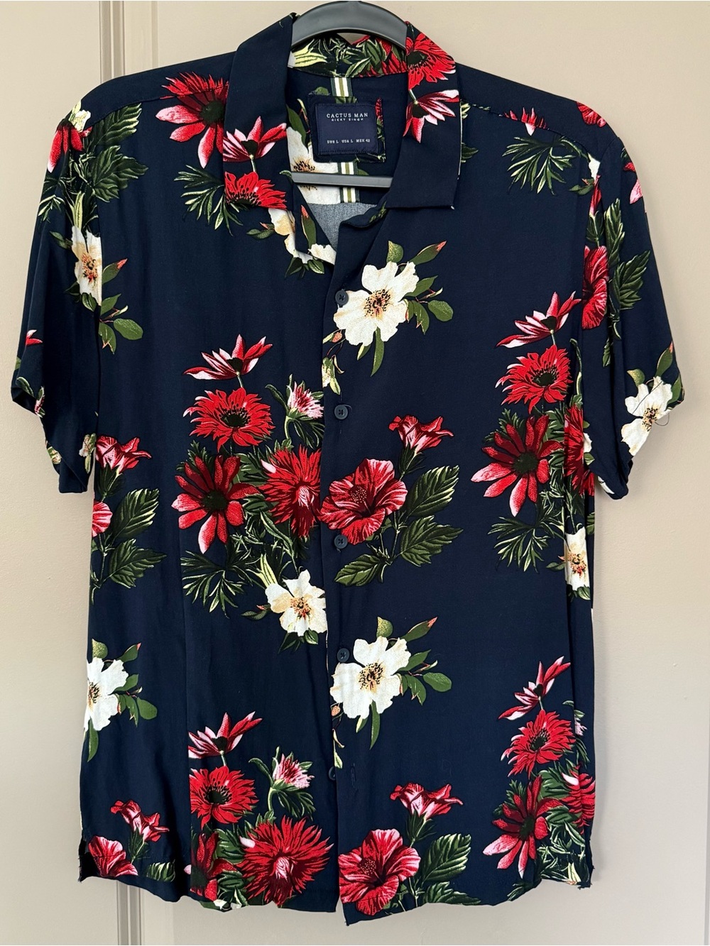 Cactus Navy Floral Short-Sleeve Button-Up Shirt